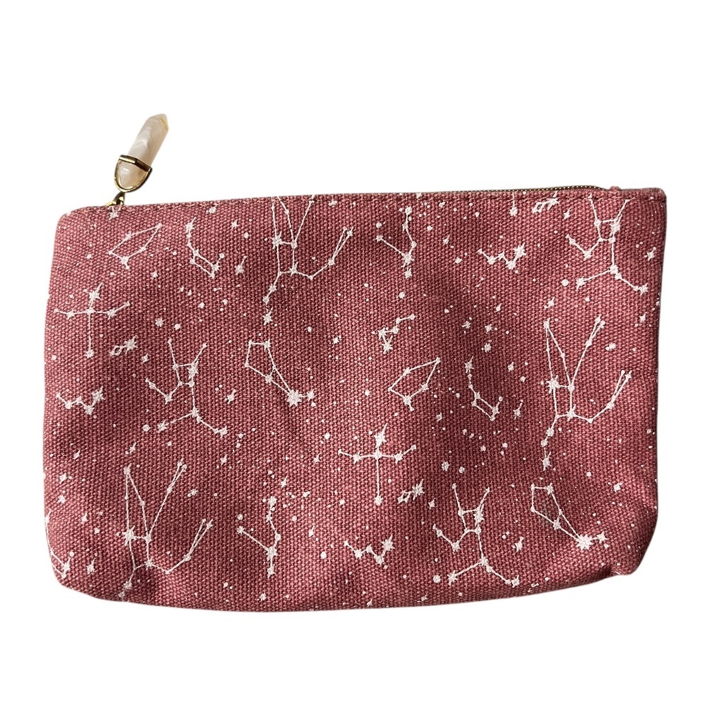 IPSY Glam Bag, Constellation Print Cosmetic Bag with Crystal Zipper Pull, 7”x5”